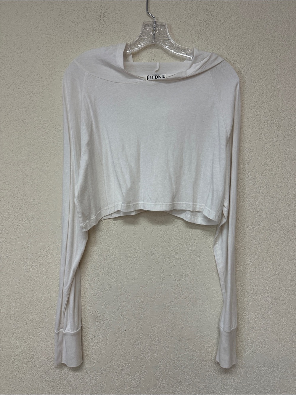 Eterne White Cropped Long-Sleeve Top size S